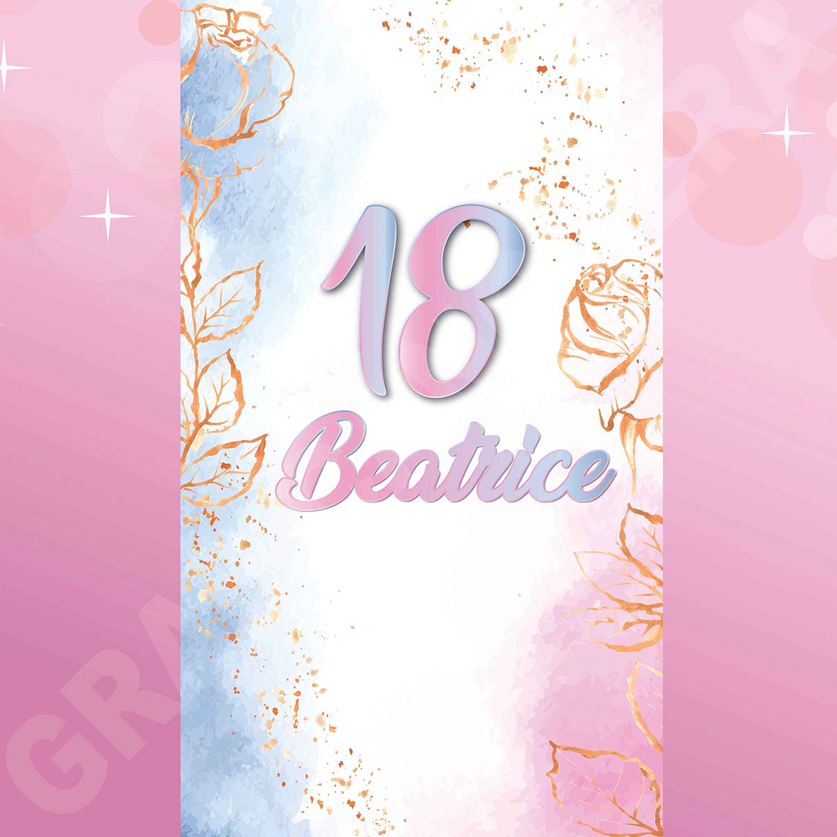 Tappeto 18 Anni Rosa, Oro, Celeste Polvere decorazione evento festa ingresso party compleanno passatoia