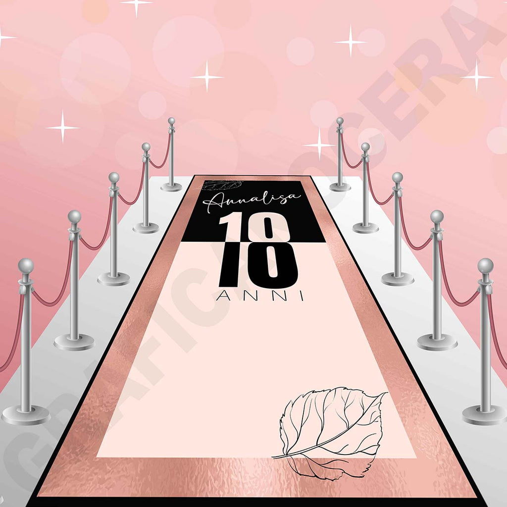 Tappeto 18 Anni Rosa e Nero decorazione evento festa ingresso party compleanno passatoia