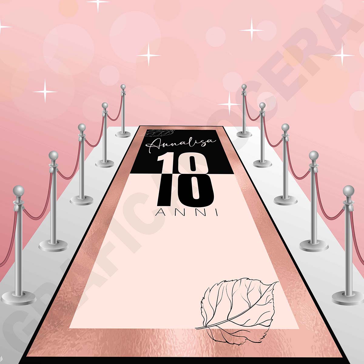 Tappeto 18 Anni Rosa e Nero decorazione evento festa ingresso party compleanno passatoia