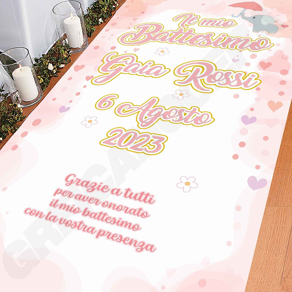 Tappeto Battesimo decorazione bambino bambina grazie della vostra presenza