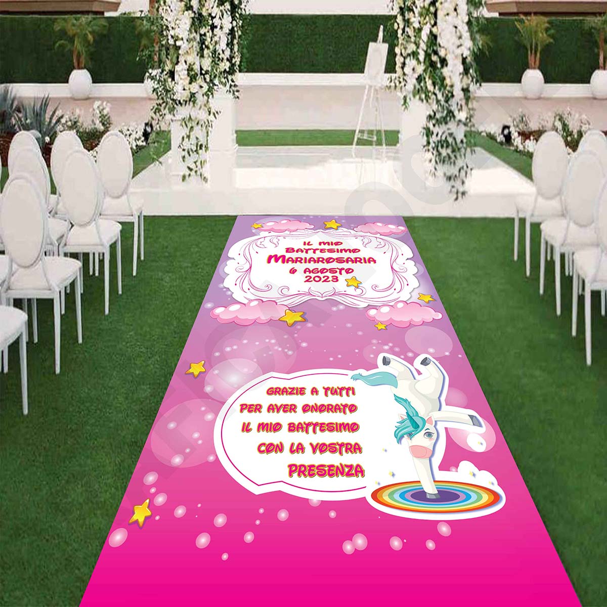 Tappeto C Battesimo decorazione bambino bambina grazie della vostra presenza