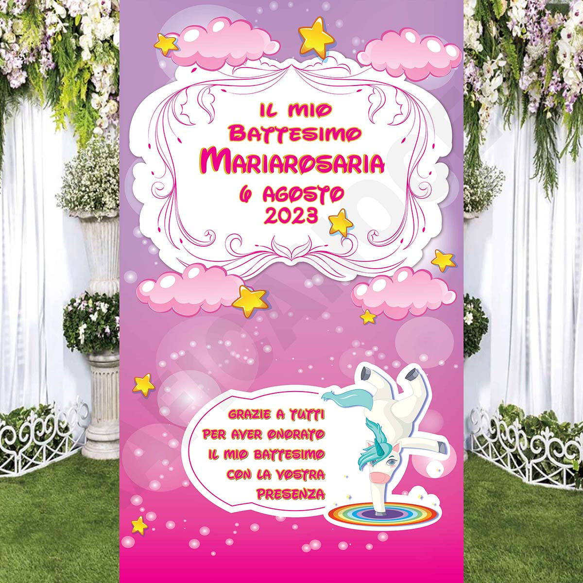 Tappeto C Battesimo decorazione bambino bambina grazie della vostra presenza