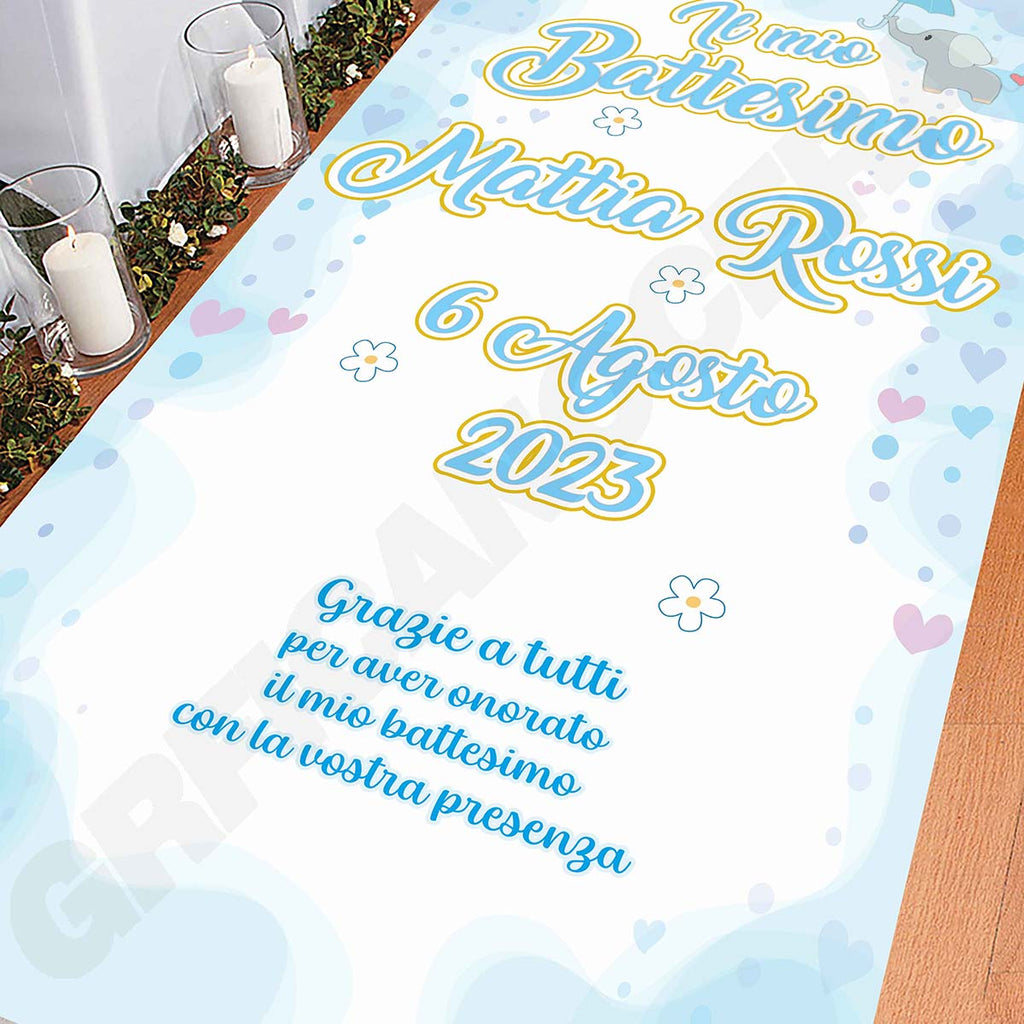 Tappeto Battesimo decorazione bambino bambina grazie della vostra presenza