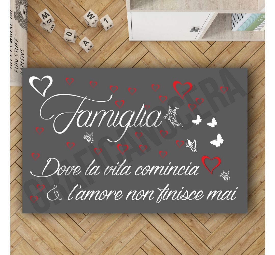 Tappeto Famiglia dove la vita comincia varie misure idea regalo famiglia