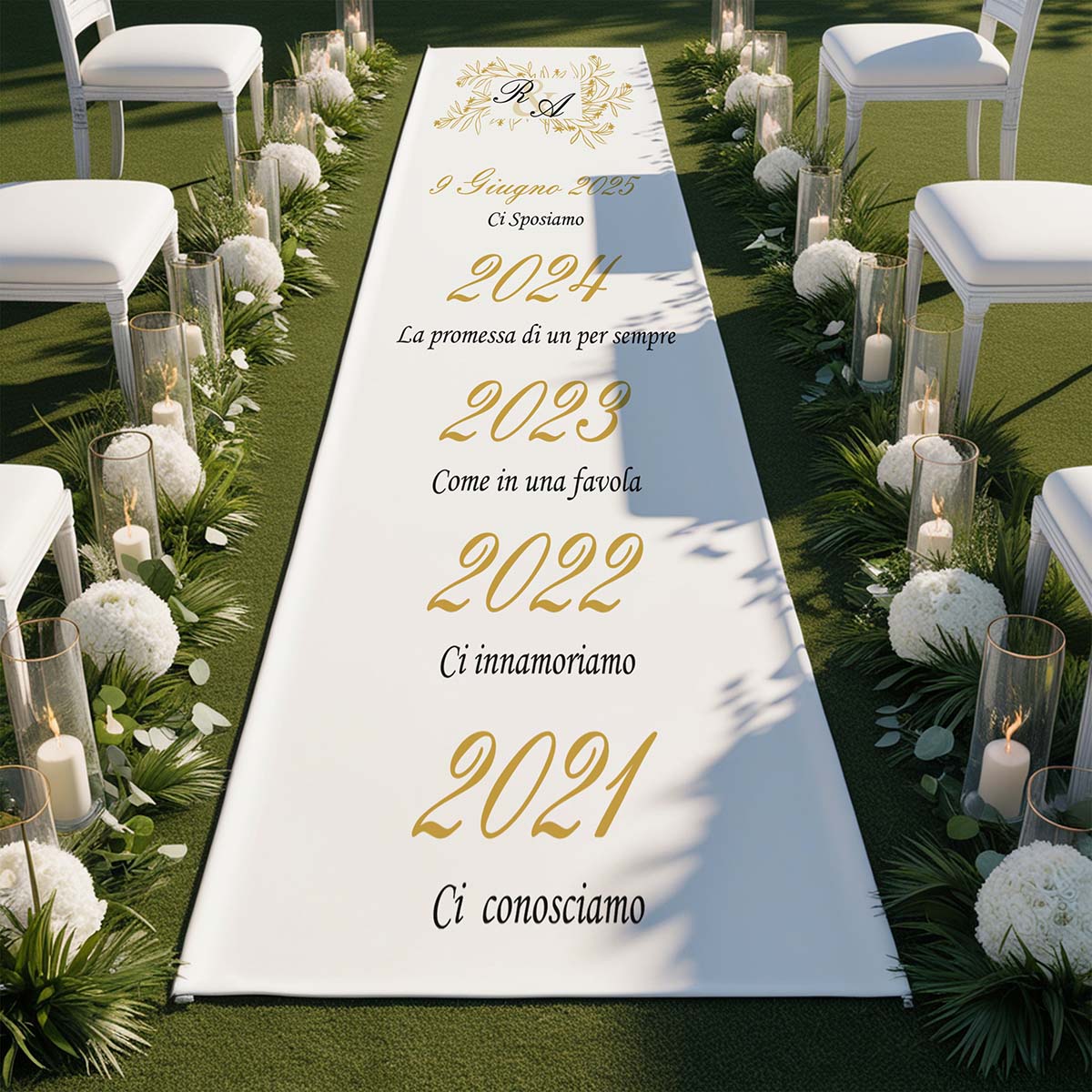 Tappeto 19 in Feltro varie misure Matrimonio personalizzato con Iniziali, Date e Frasi