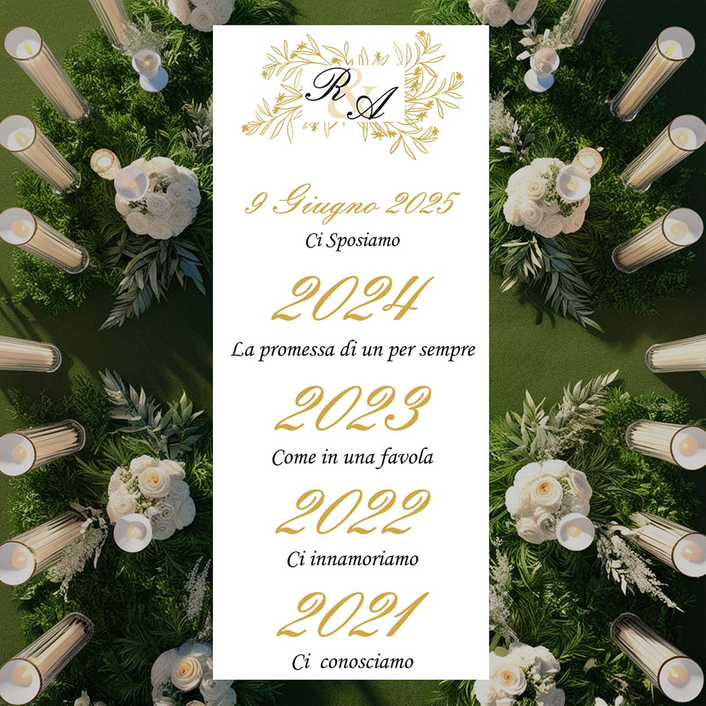 Tappeto 19 in Feltro varie misure Matrimonio personalizzato con Iniziali, Date e Frasi