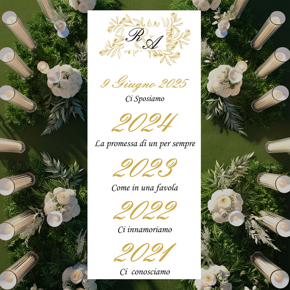 Tappeto 19 in Feltro varie misure Matrimonio personalizzato con Iniziali, Date e Frasi