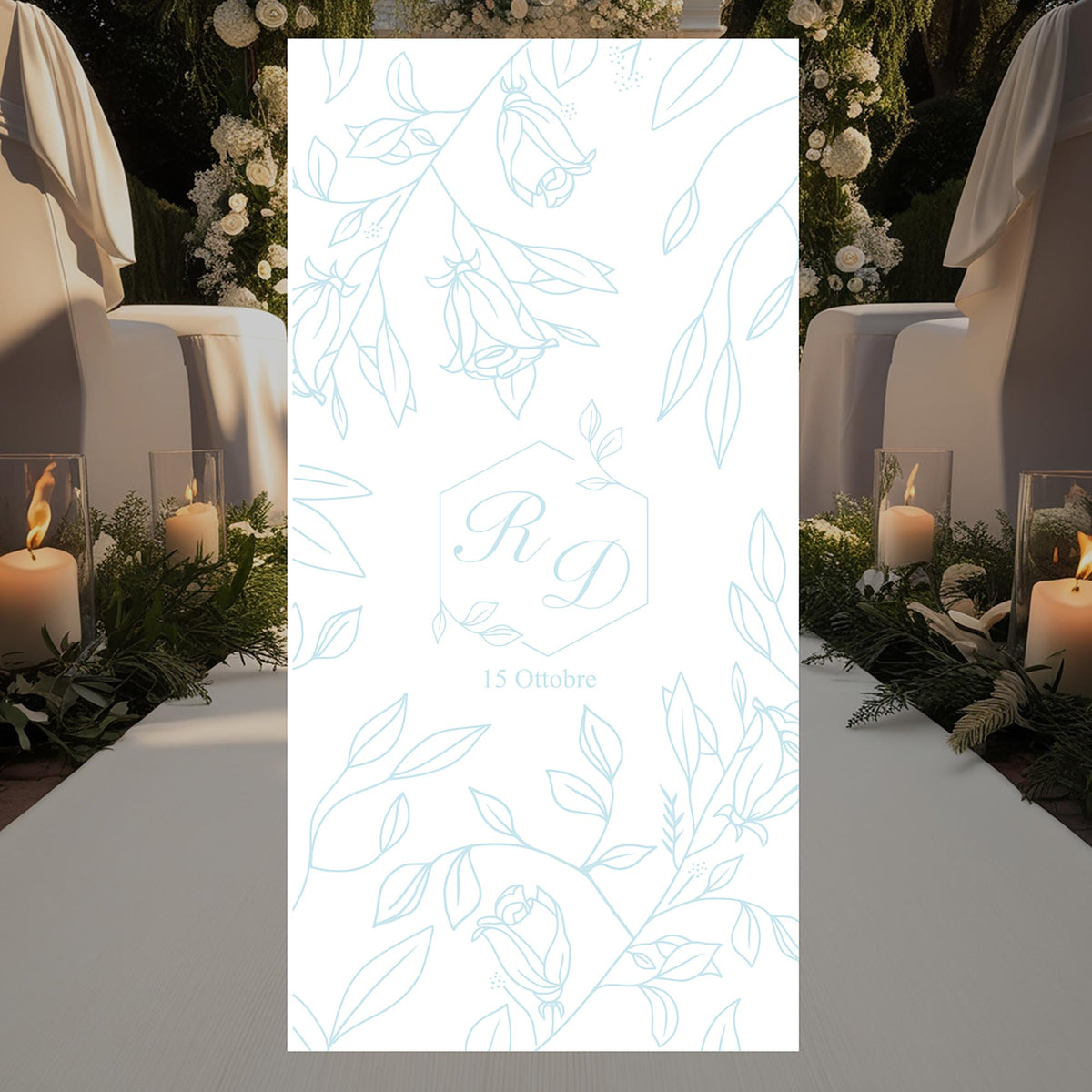 Tappeto 18 in Feltro varie misure Matrimonio con Iniziali Sposi vari colori