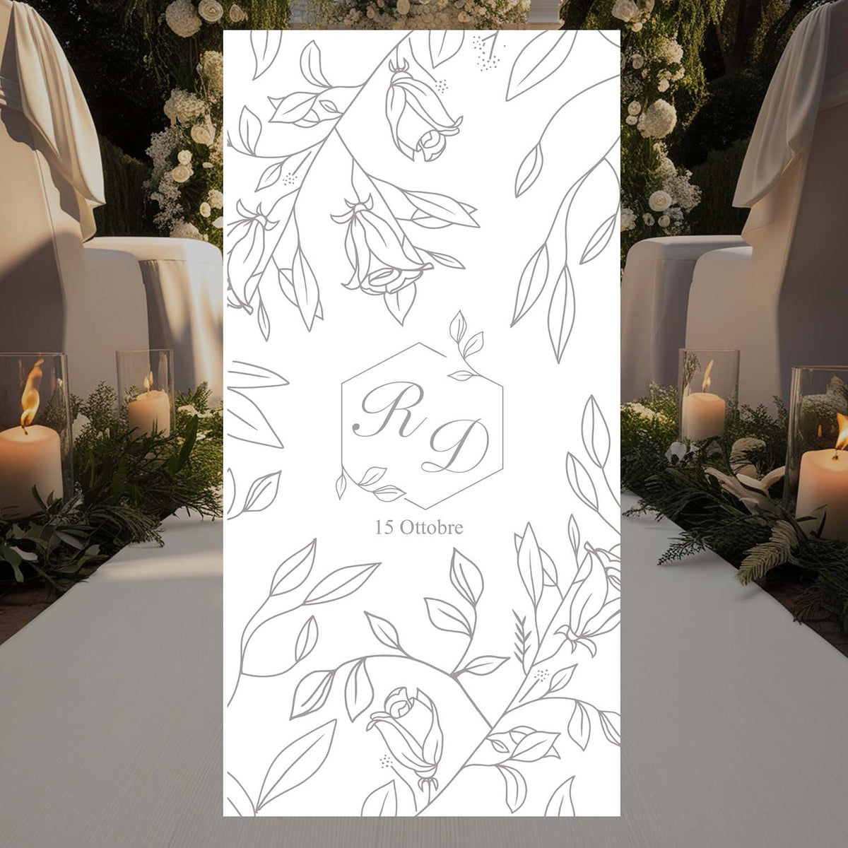 Tappeto 18 in Feltro varie misure Matrimonio con Iniziali Sposi vari colori