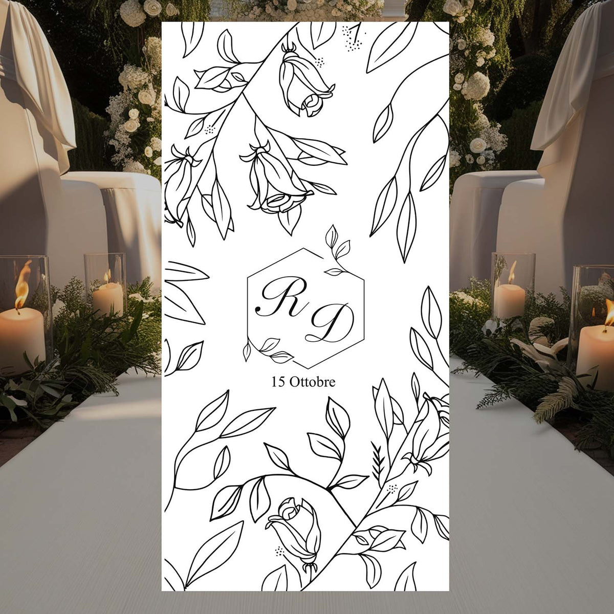 Tappeto 18 in Feltro varie misure Matrimonio con Iniziali Sposi vari colori