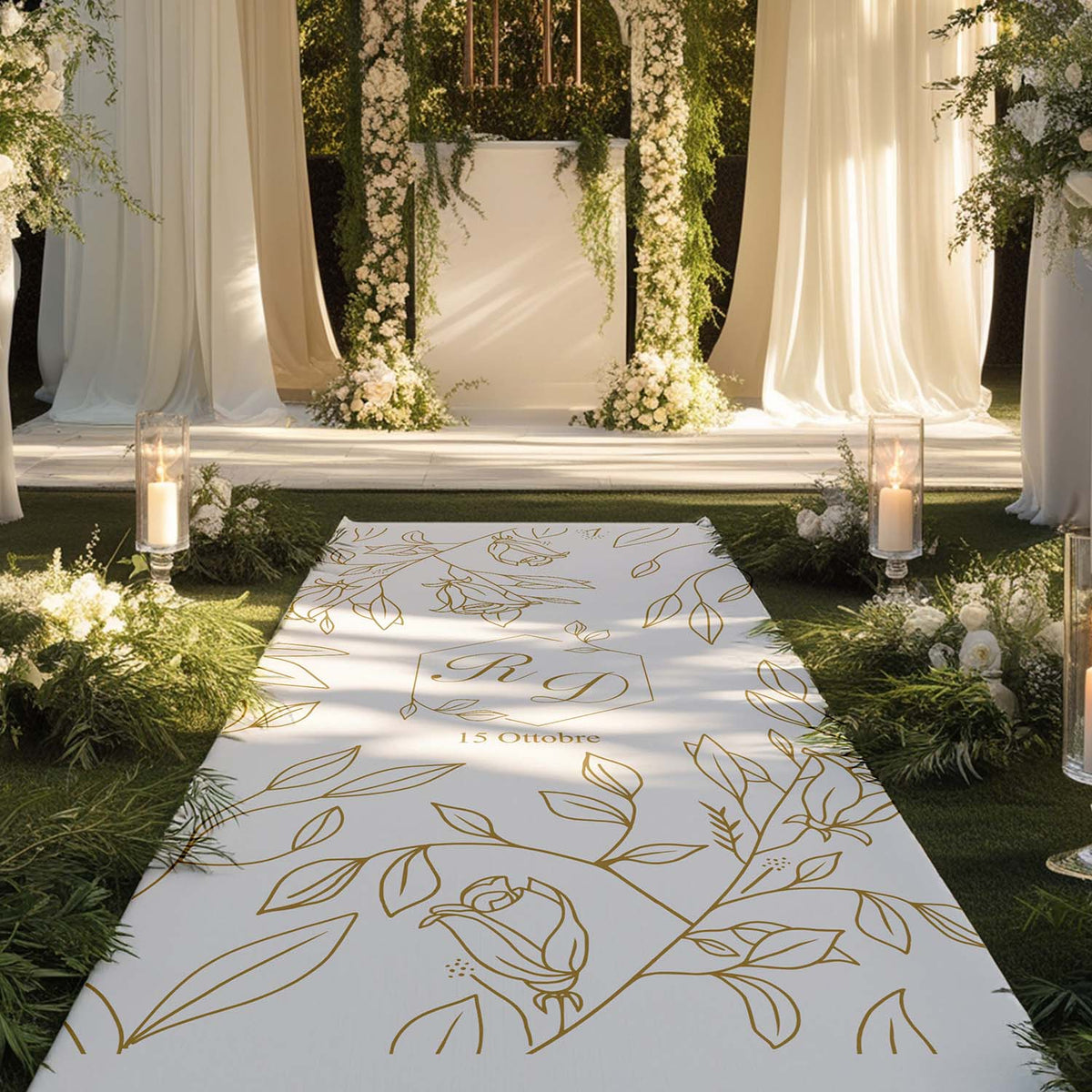 Tappeto 18 in Feltro varie misure Matrimonio con Iniziali Sposi vari colori