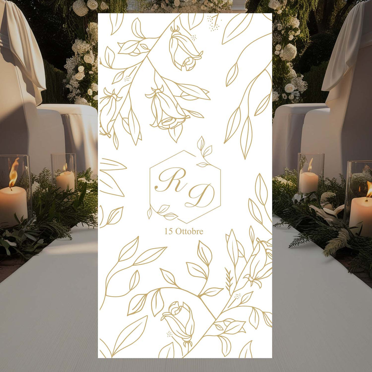 Tappeto 18 in Feltro varie misure Matrimonio con Iniziali Sposi vari colori