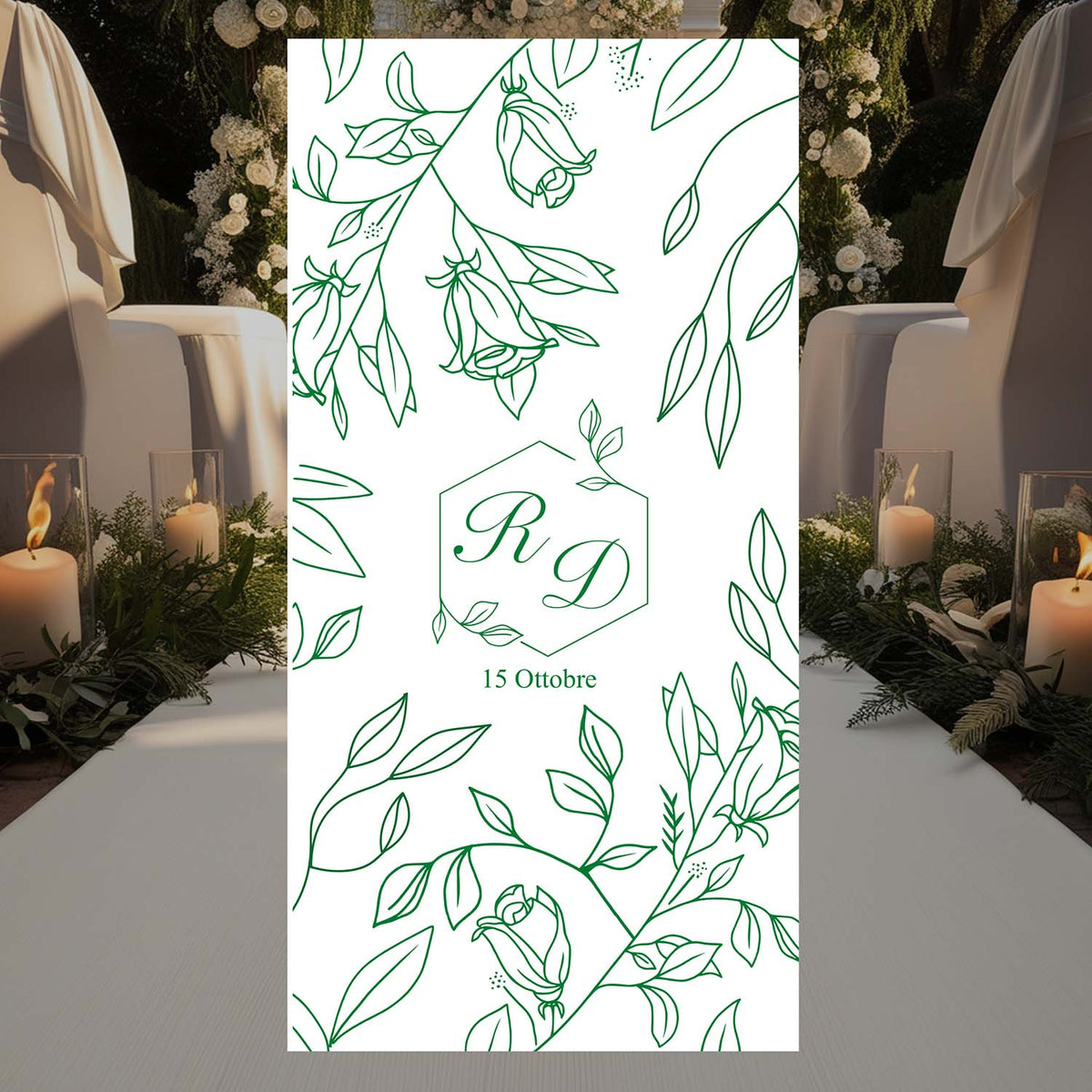 Tappeto 18 in Feltro varie misure Matrimonio con Iniziali Sposi vari colori
