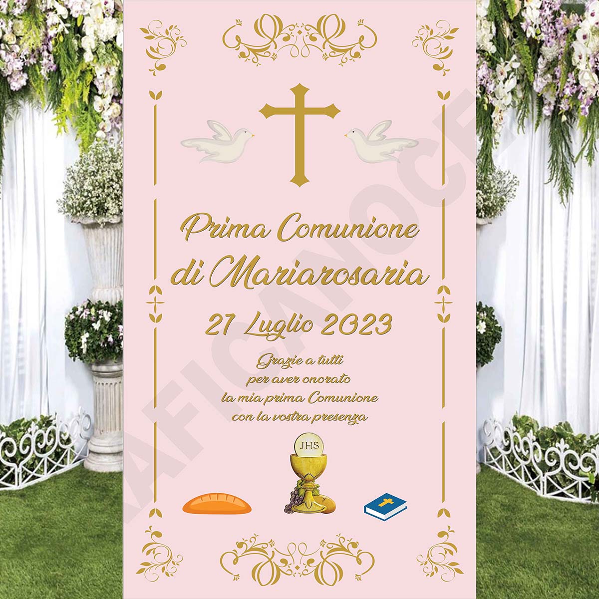 Tappeto Prima Comunione decorazione bambino bambina grazie della vostra presenza