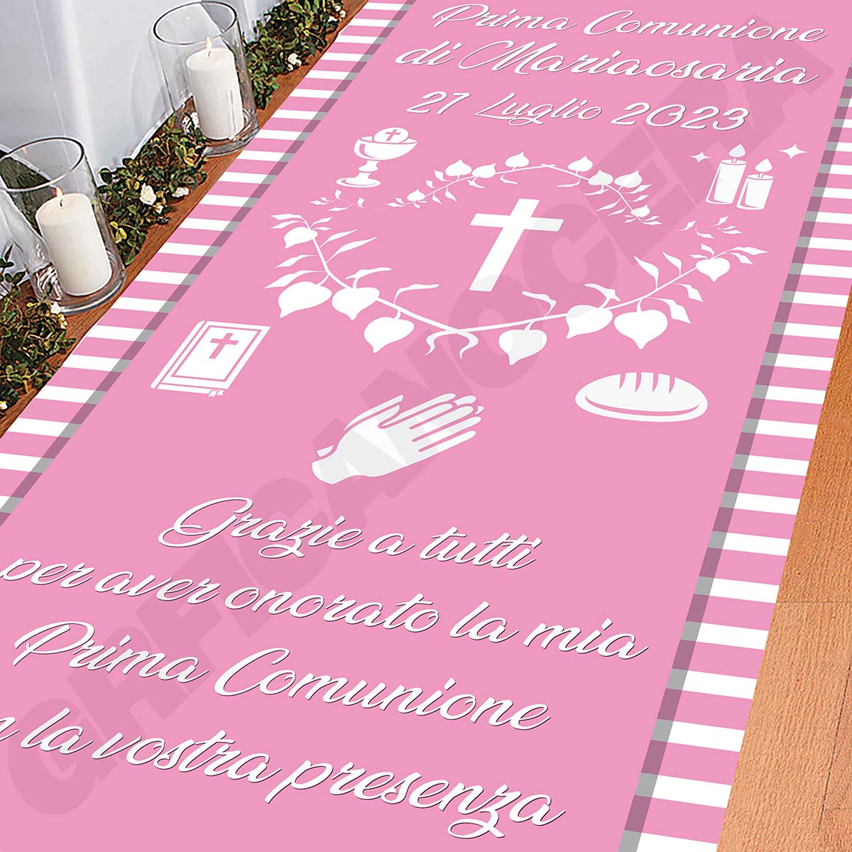 Tappeto B Prima Comunione decorazione bambino bambina grazie della vostra presenza