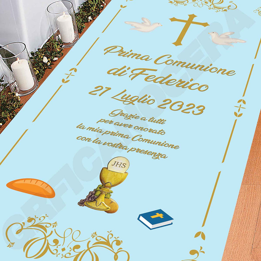Tappeto Prima Comunione decorazione bambino bambina grazie della vostra presenza