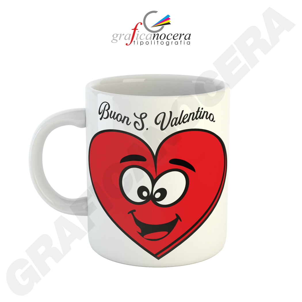 Tazza Mug con emoji cuore varie grafiche San Valentino fidanzati amore idea regalo