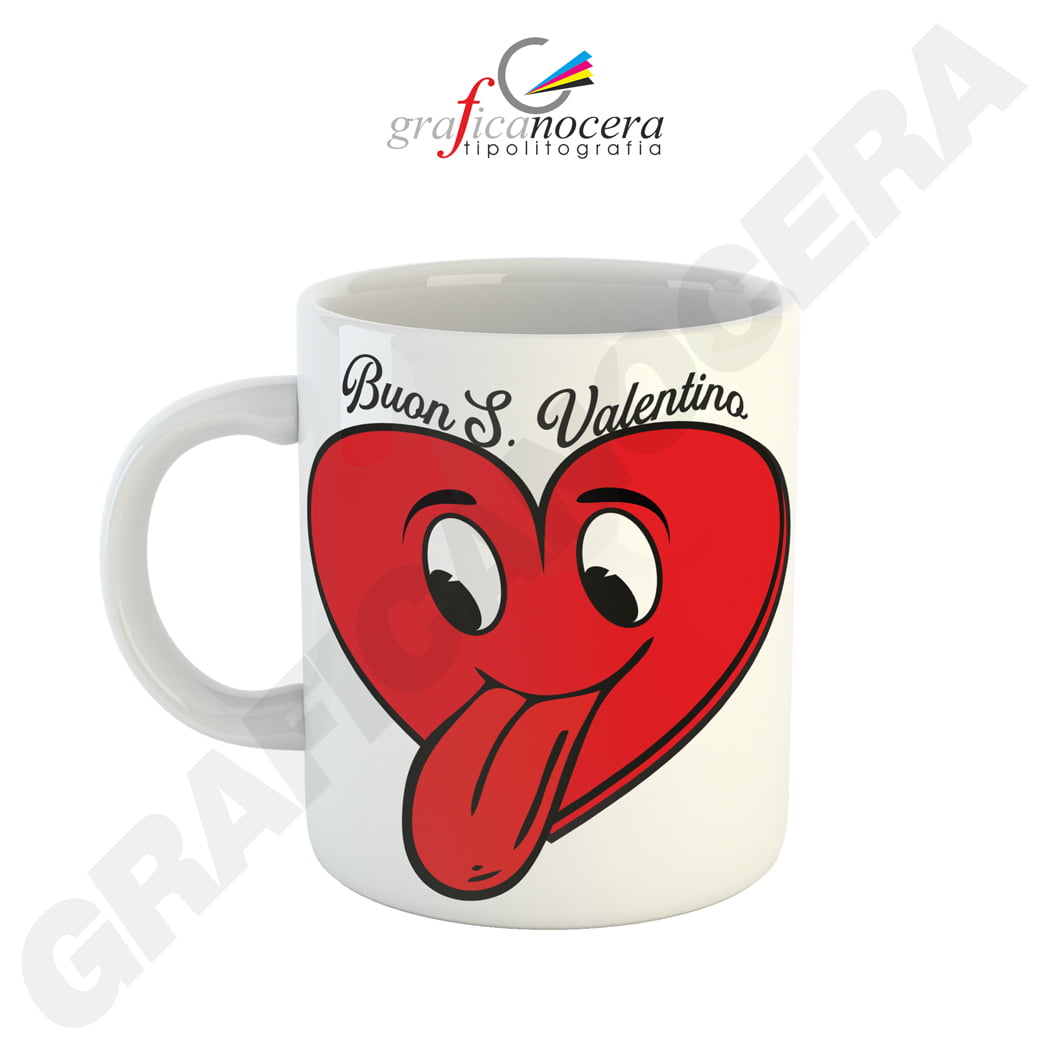 Tazza Mug con emoji cuore varie grafiche San Valentino fidanzati amore idea regalo