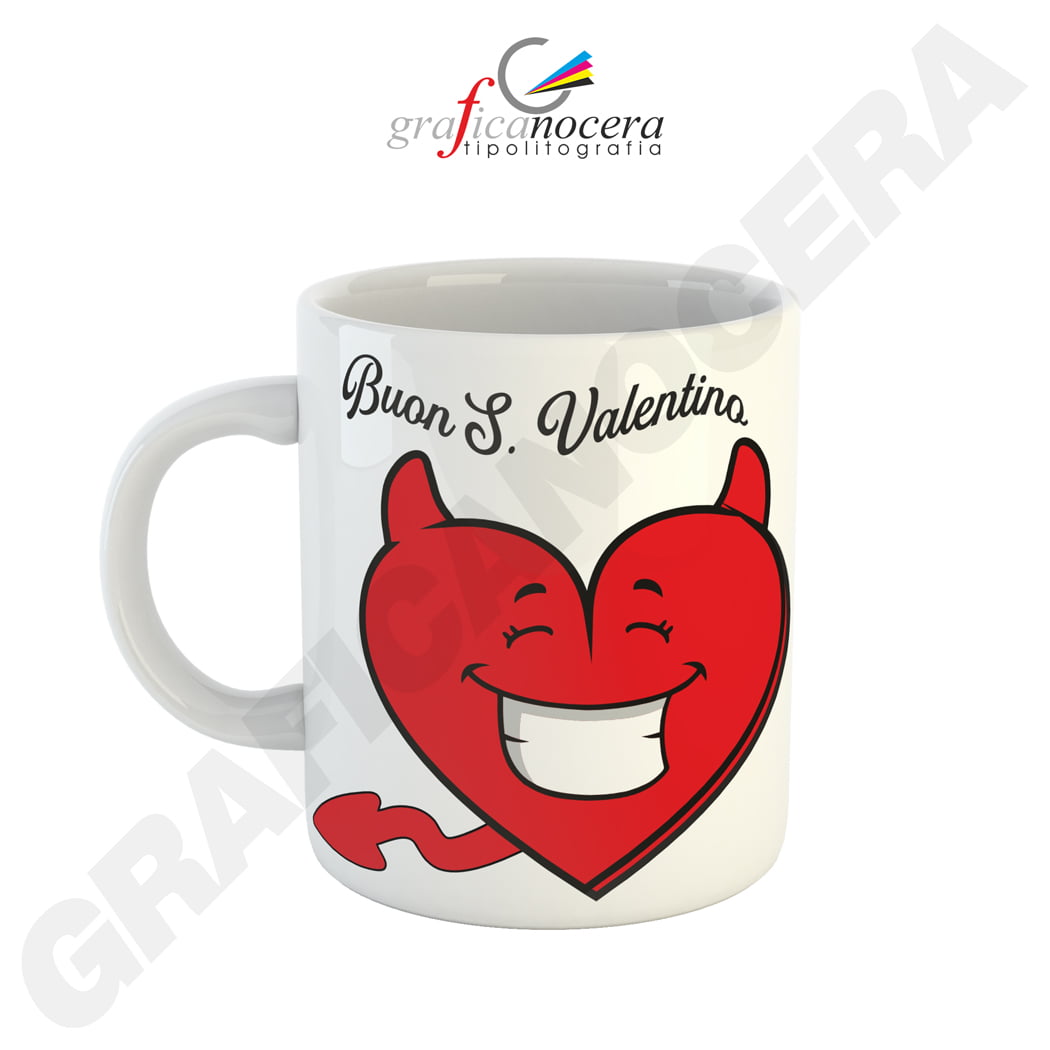 Tazza Mug con emoji cuore varie grafiche San Valentino fidanzati amore idea regalo