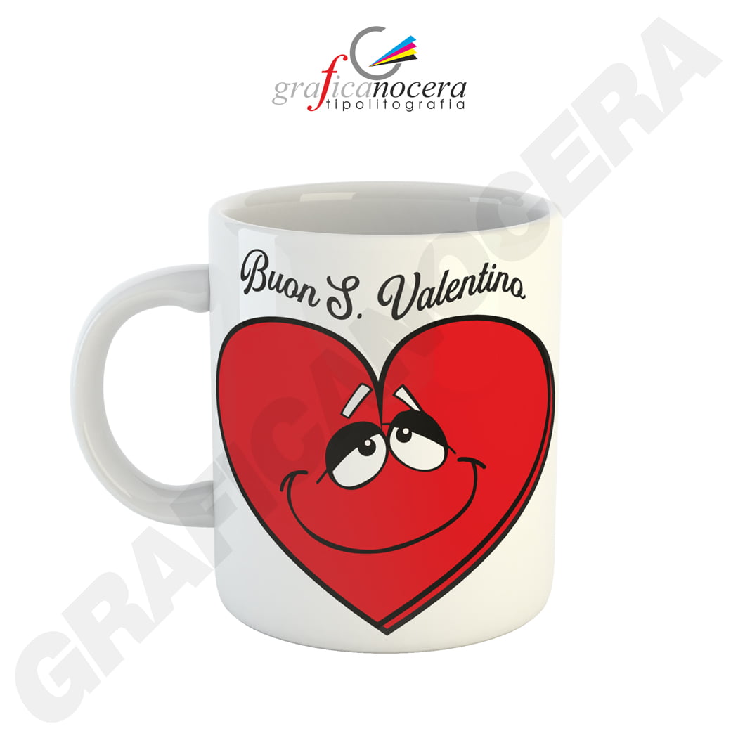 Tazza Mug con emoji cuore varie grafiche San Valentino fidanzati amore idea regalo