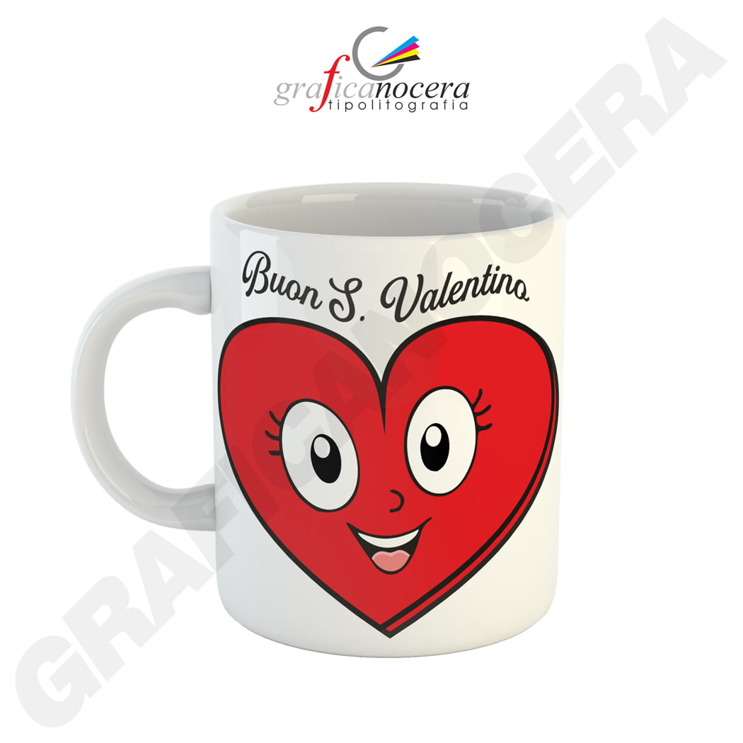 Tazza Mug con emoji cuore varie grafiche San Valentino fidanzati amore idea regalo