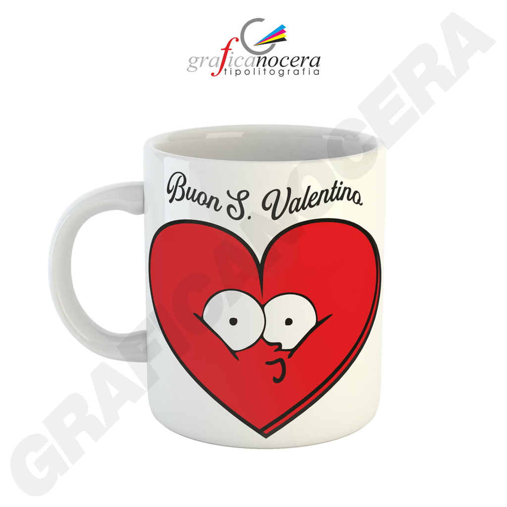 Tazza Mug con emoji cuore varie grafiche San Valentino fidanzati amore idea regalo