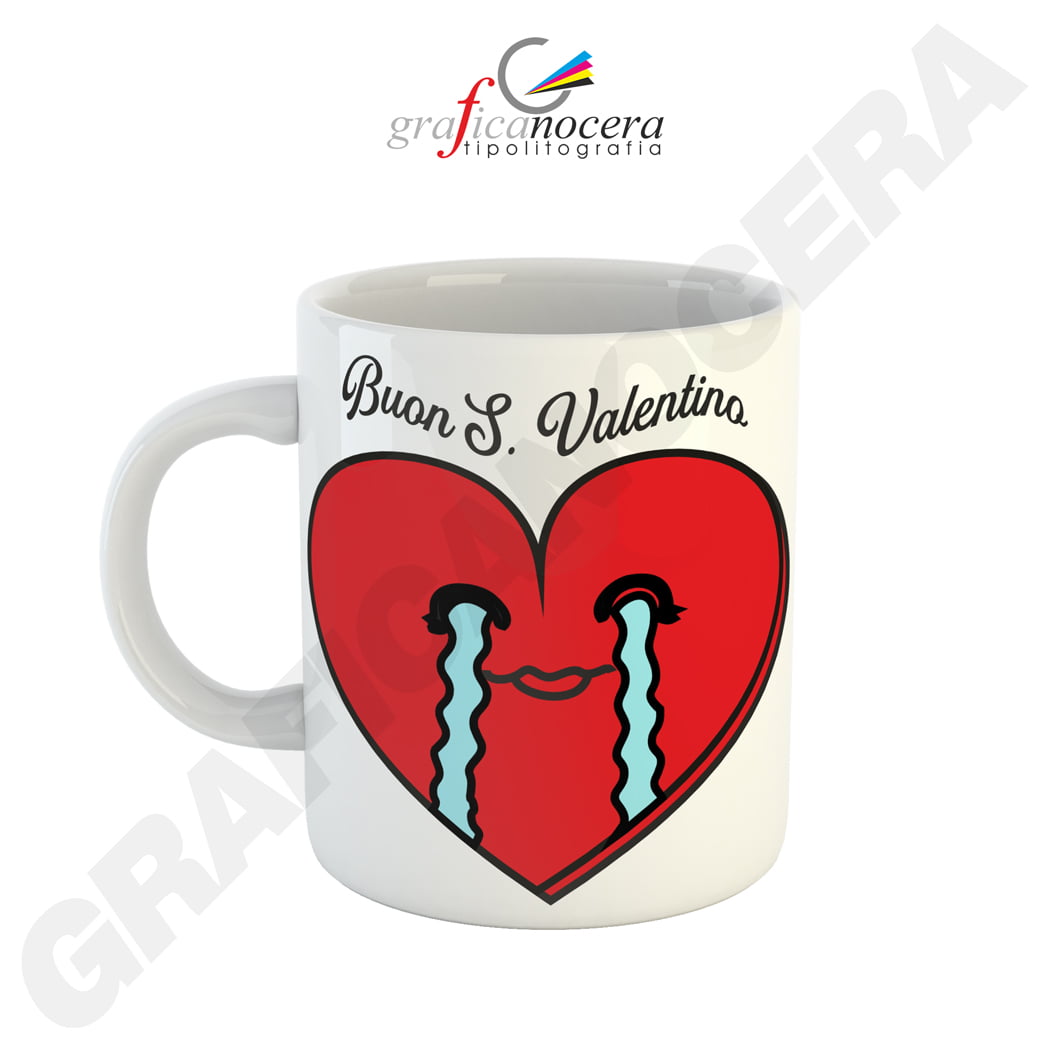 Tazza Mug con emoji cuore varie grafiche San Valentino fidanzati amore idea regalo