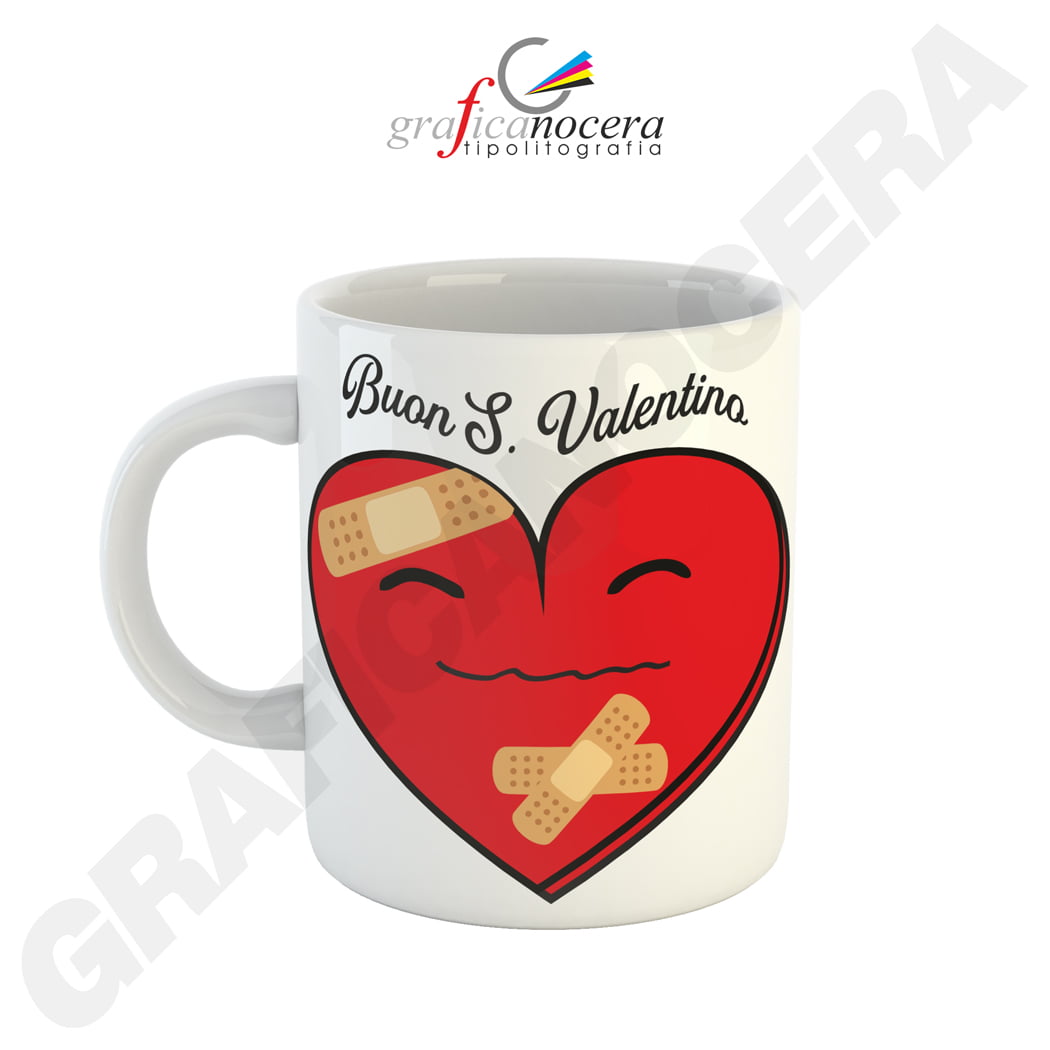 Tazza Mug con emoji cuore varie grafiche San Valentino fidanzati amore idea regalo