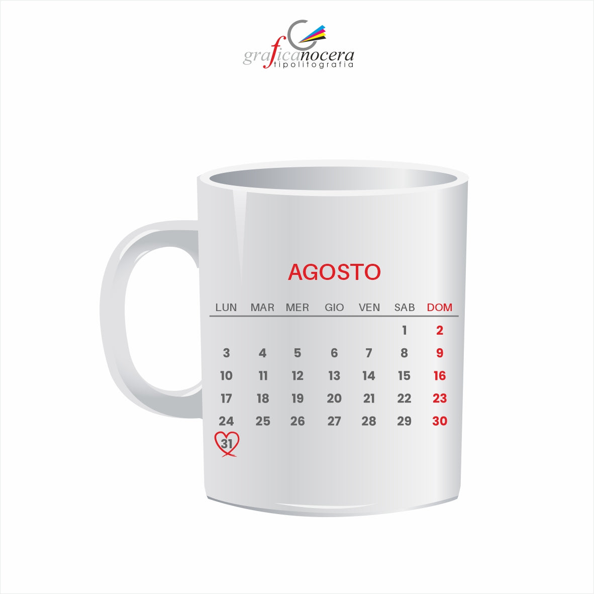 Tazza personalizzata con calendario 2026 Amore idea regalo