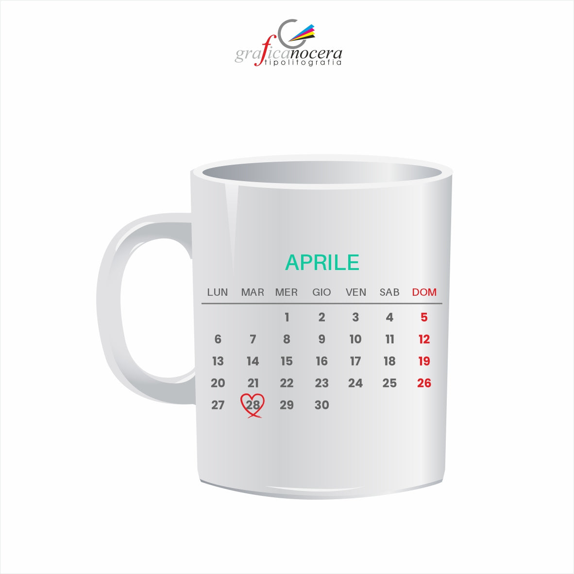 Tazza personalizzata con calendario 2026 Amore idea regalo