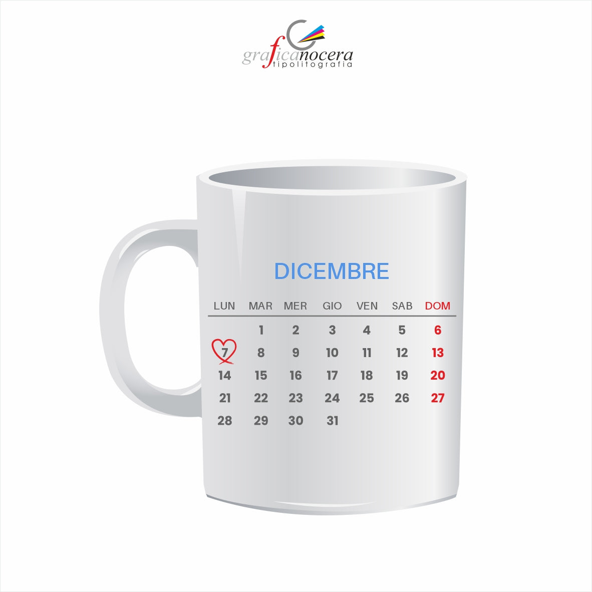 Tazza personalizzata con calendario 2026 Amore idea regalo