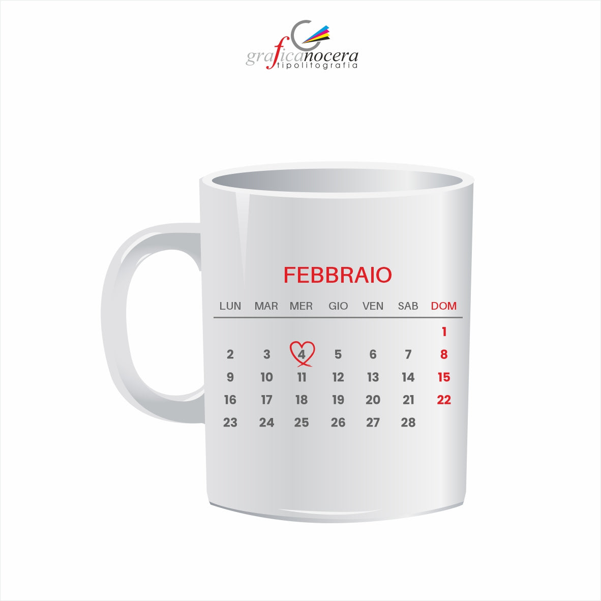 Tazza personalizzata con calendario 2026 Amore idea regalo