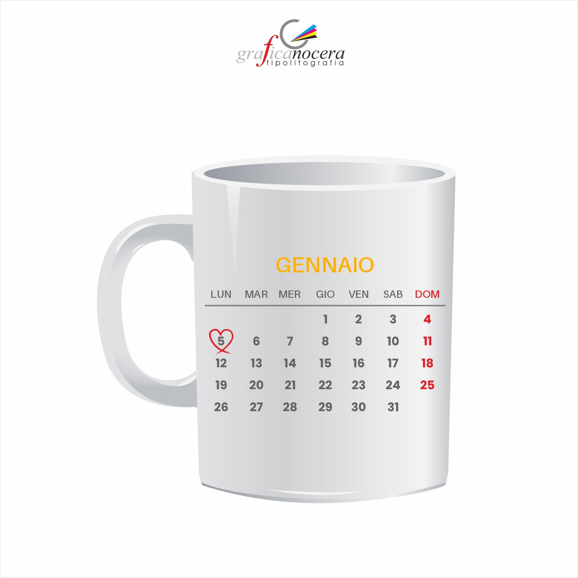 Tazza personalizzata con calendario 2026 Amore idea regalo