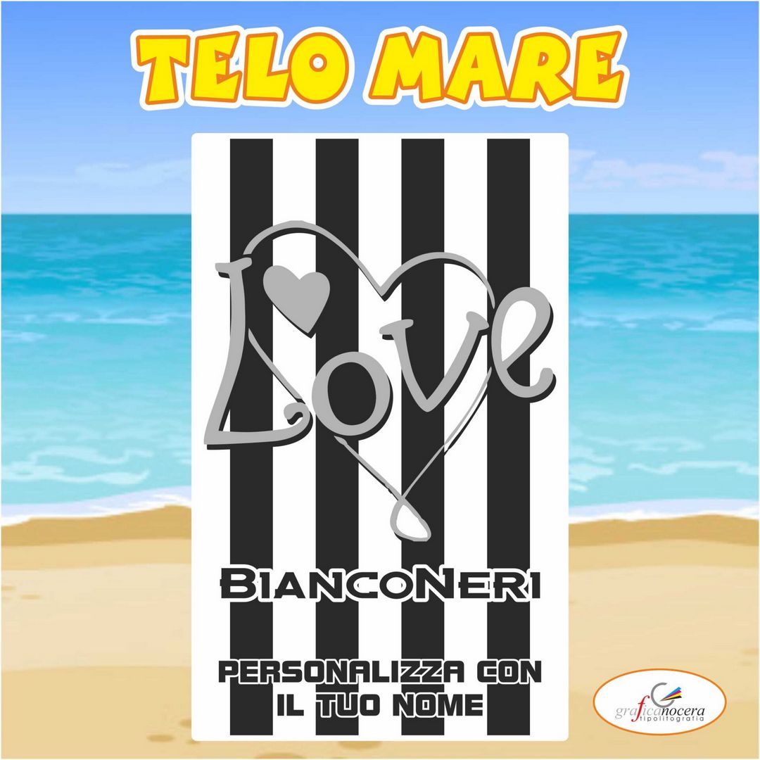 Telo Mare in spugna Juventus squadra nome personalizzato regalo estate