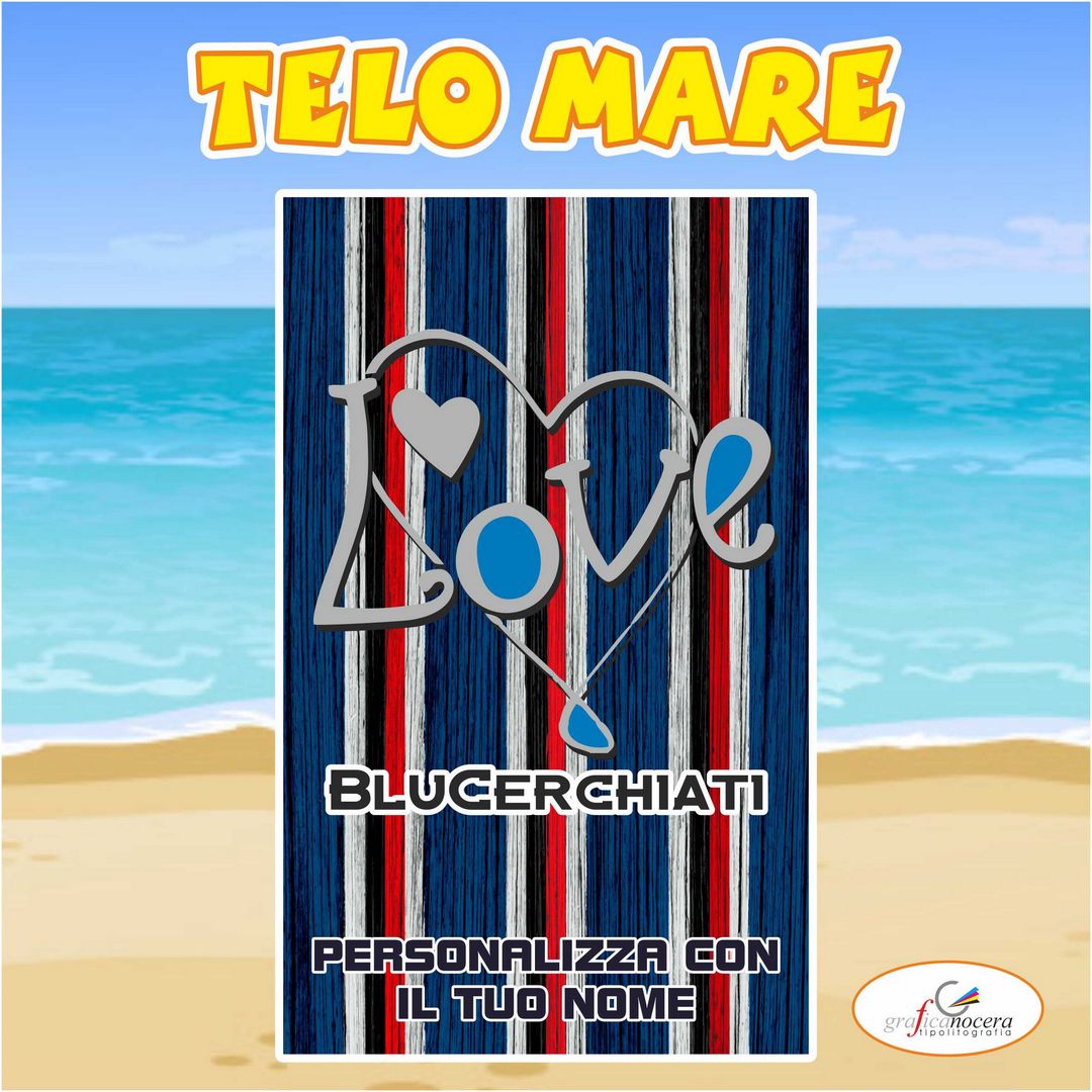 Telo Mare in spugna Sampdoria squadra nome personalizzato regalo estate