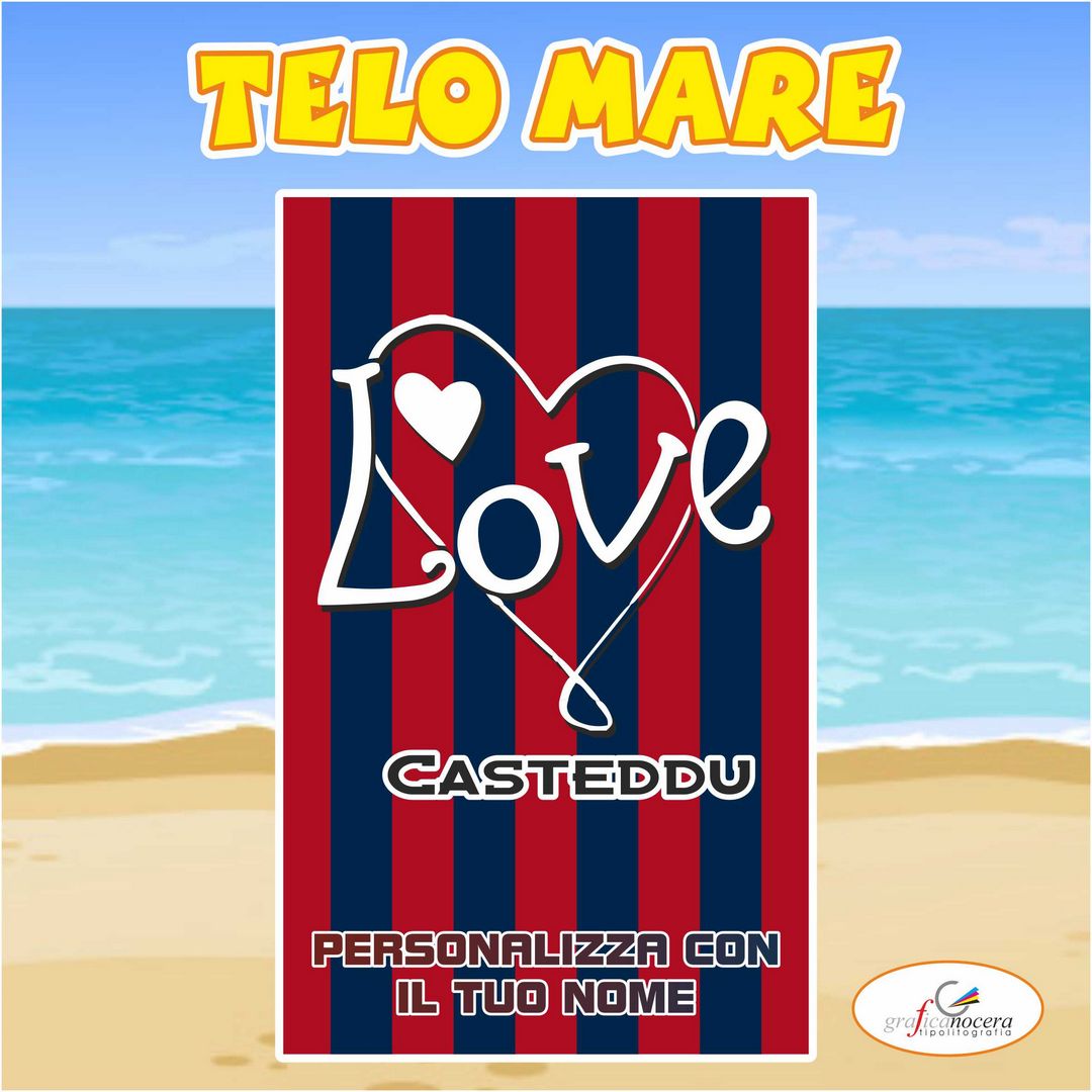 Telo Mare in spugna Cagliari squadra  nome personalizzato regalo estate