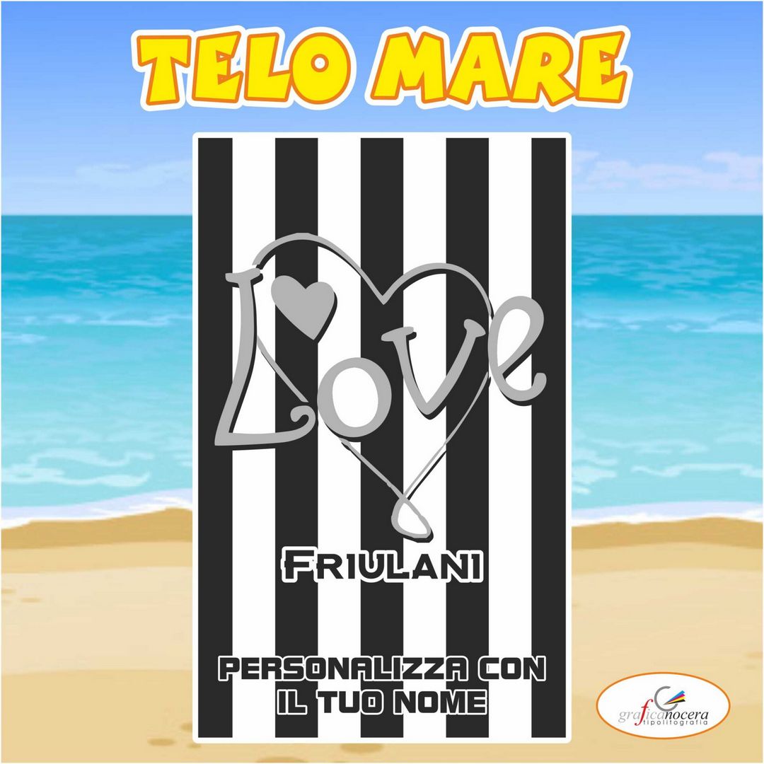 Telo Mare in spugna Udinese squadra nome personalizzato regalo estate