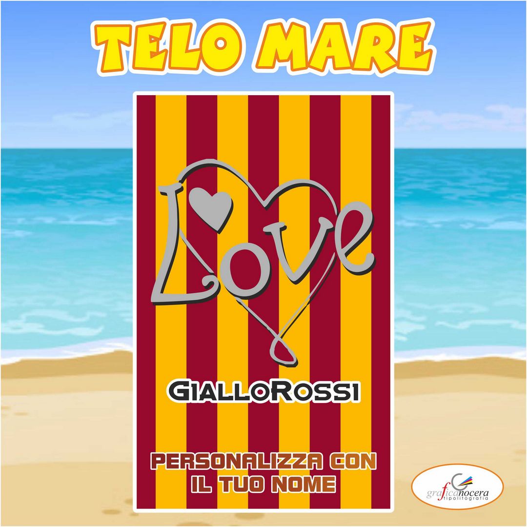 Telo Mare in spugna Roma squadra  nome personalizzato regalo estate