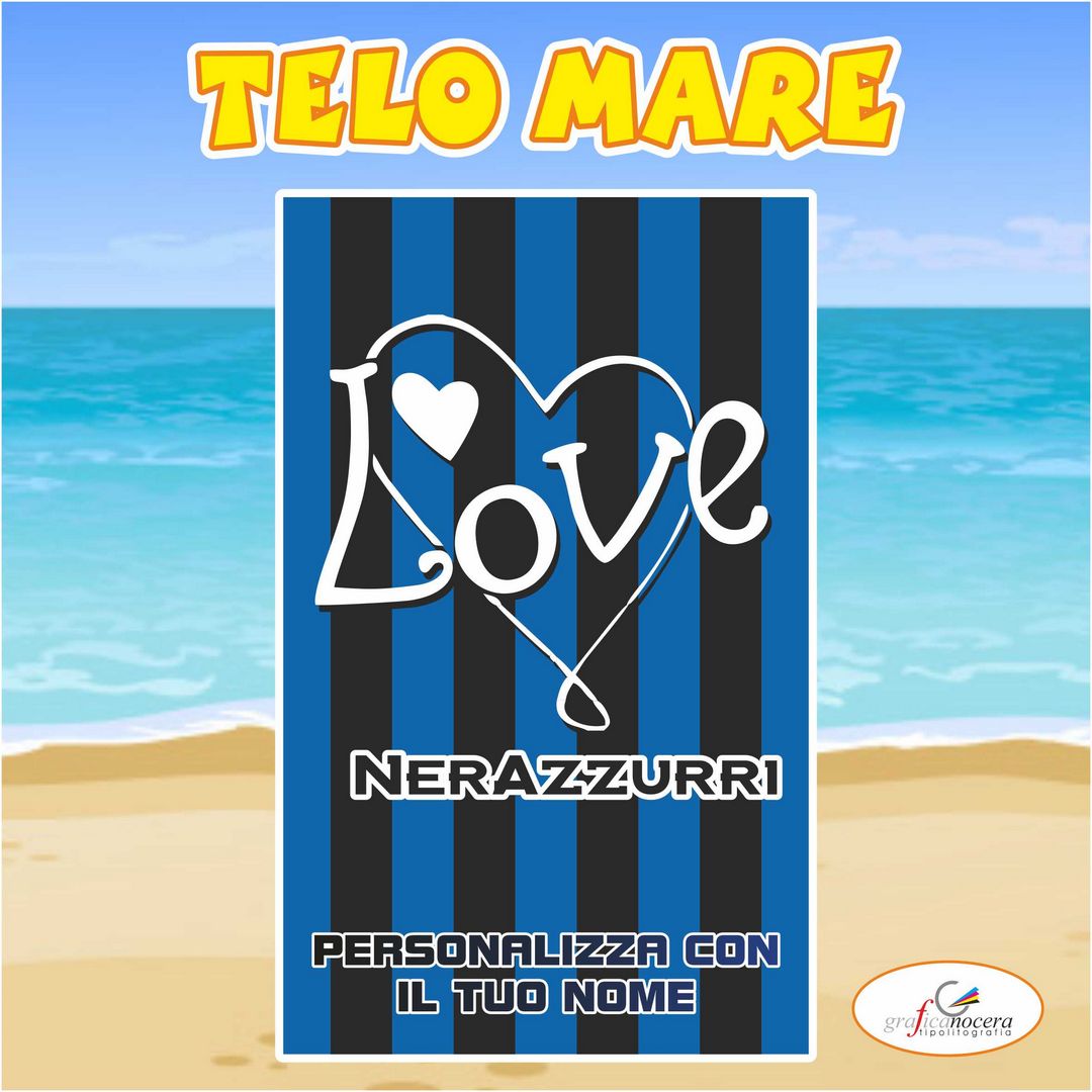 Telo Mare in spugna Inter squadra nome personalizzato regalo estate
