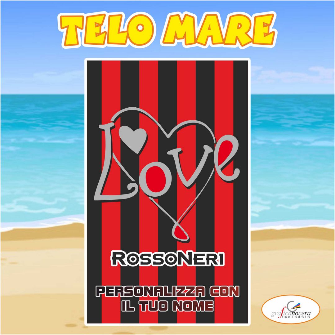 Telo Mare in spugna Milan squadra nome personalizzato regalo estate