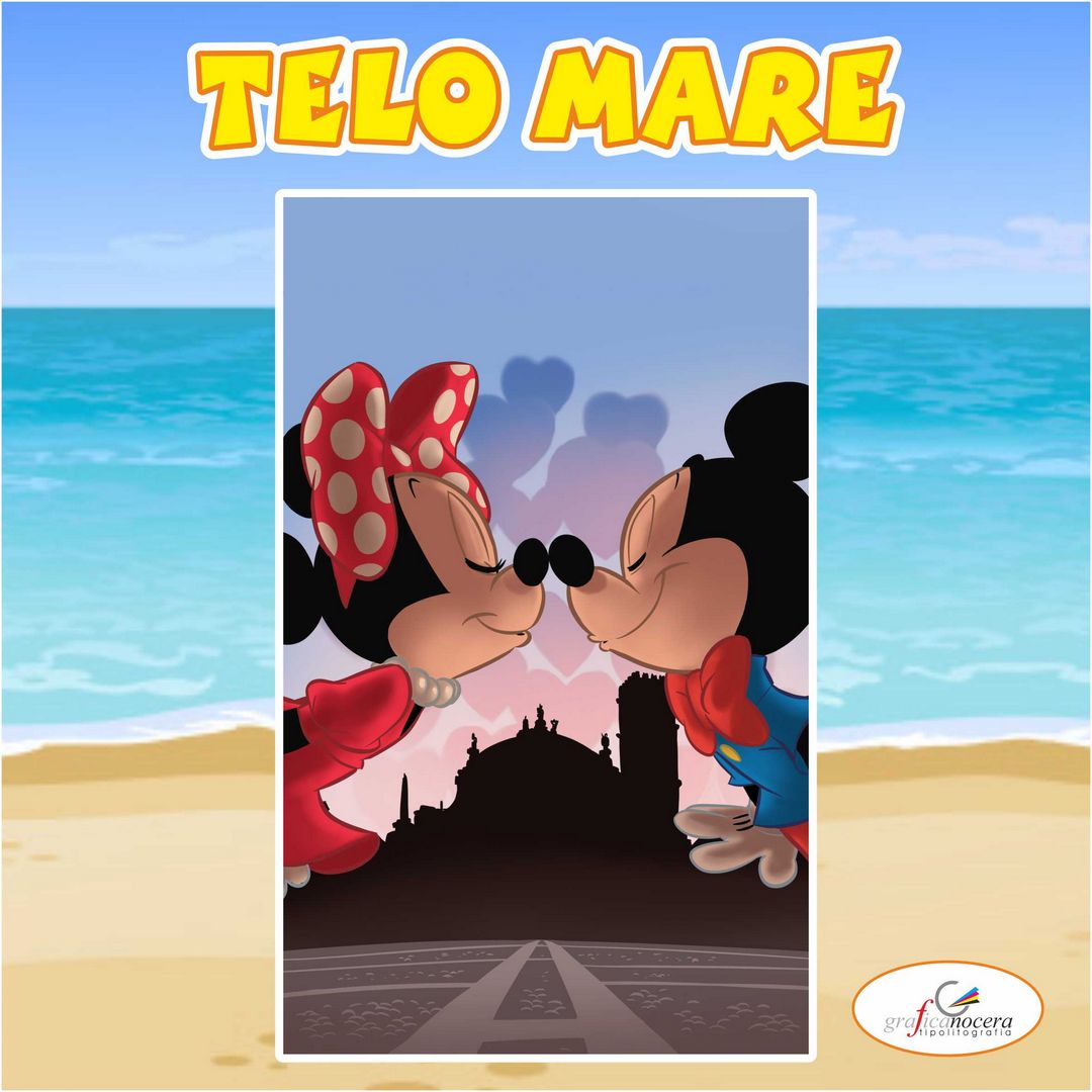 Asciugamano Telo Mare in spugna Minnie e Topolino bambino/a regalo estate