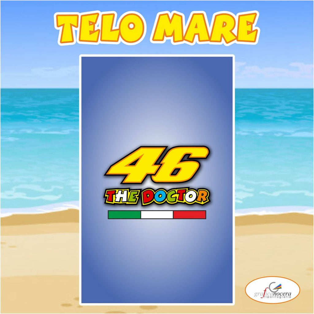 Asciugamano Telo Mare in spugna Valentino Rossi 46 logo idolo idea regalo estate
