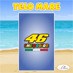 Asciugamano Telo Mare in spugna Valentino Rossi 46 logo idolo idea regalo estate