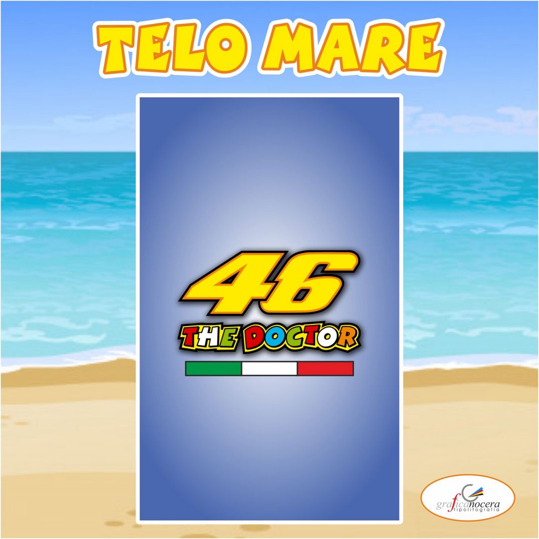 Asciugamano Telo Mare in spugna Valentino Rossi 46 logo idolo idea regalo estate