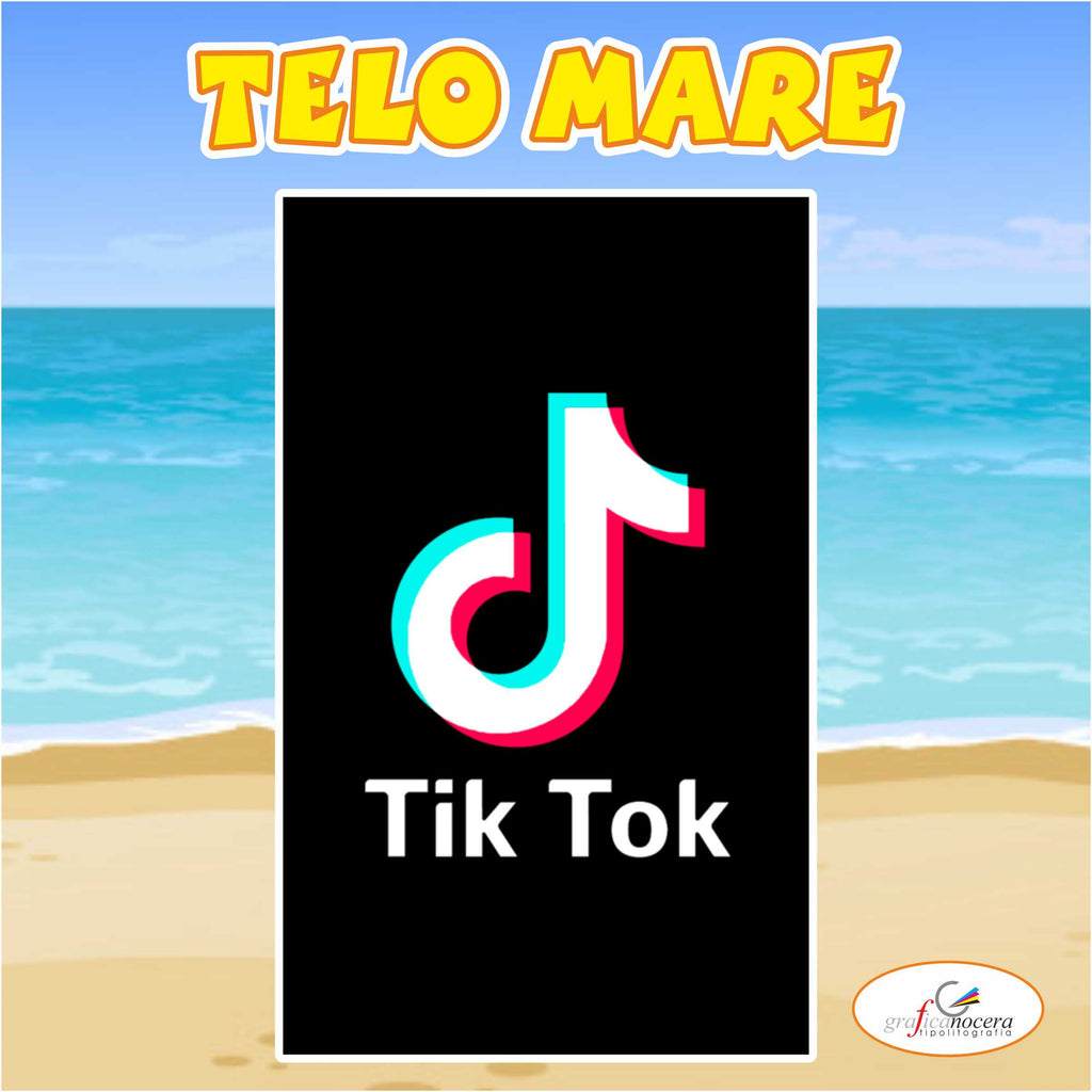Asciugamano Telo Mare in spugna Tik Tok App social idea regalo estate