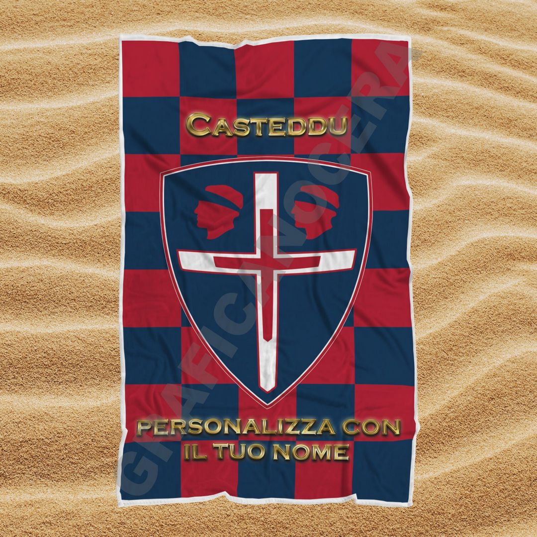 Asciugamano Telo Mare Cagliari Casteddu squadra del cuore con Nome Personalizzato idea regalo