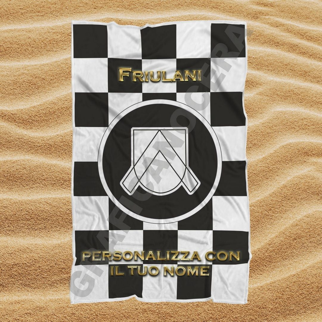 Asciugamano Telo Mare Udinese Friulani squadra del cuore con Nome Personalizzato idea regalo