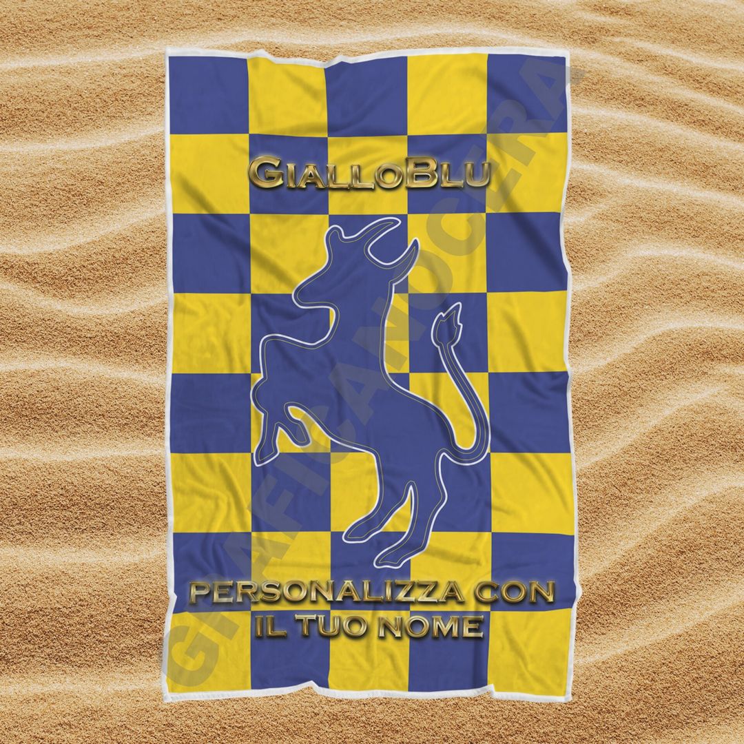Asciugamano Telo Mare Parma GialloBlu squadra del cuore con Nome Personalizzato idea regalo
