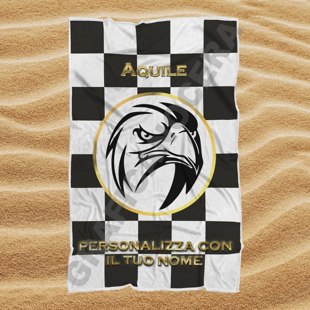 Asciugamano Telo Mare Spezia Aquile squadra del cuore con Nome Personalizzato idea regalo