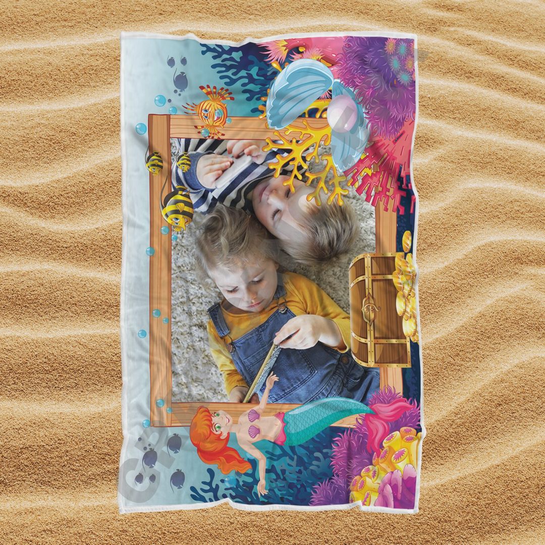 Asciugamano Telo Mare Personalizzato con Foto idea regalo bambini estate